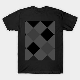 Black and grey checked textured pattern T-Shirt